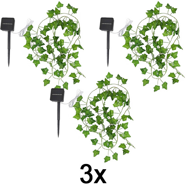 3x Ηλιακά φώτα με τεχνητά φύλλα κισσού (5 m) | LEAFGLO