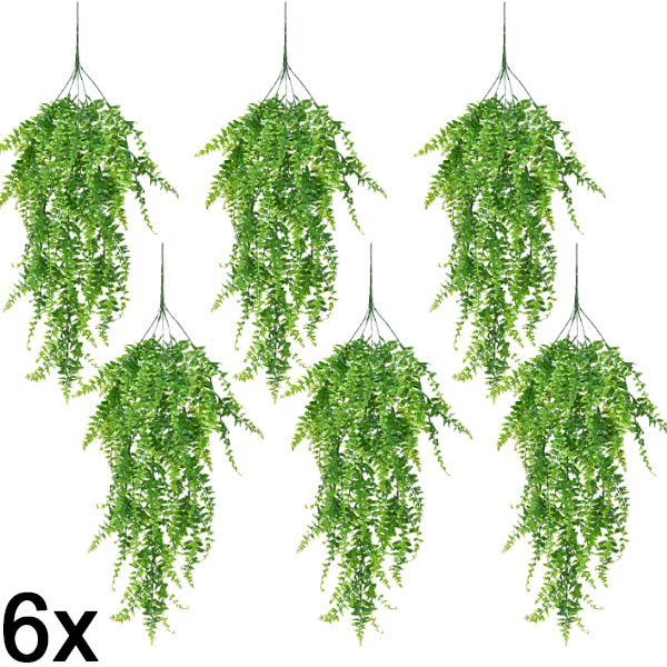 6x Τεχνητή κρεμαστή φτέρη (80 εκ.) | FERNY
