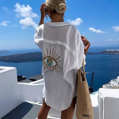Στυλάτο πουκάμισο με παγιέτες και χάντρες | SHIMORA